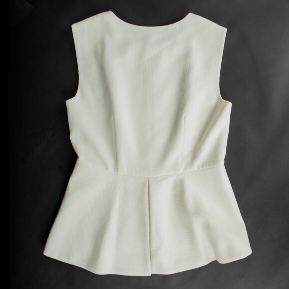 BCBG MAXAZRIA Abrielle Sleeveless Top Structured Peplum Zipper Ivory Vest S - Picture 12 of 14